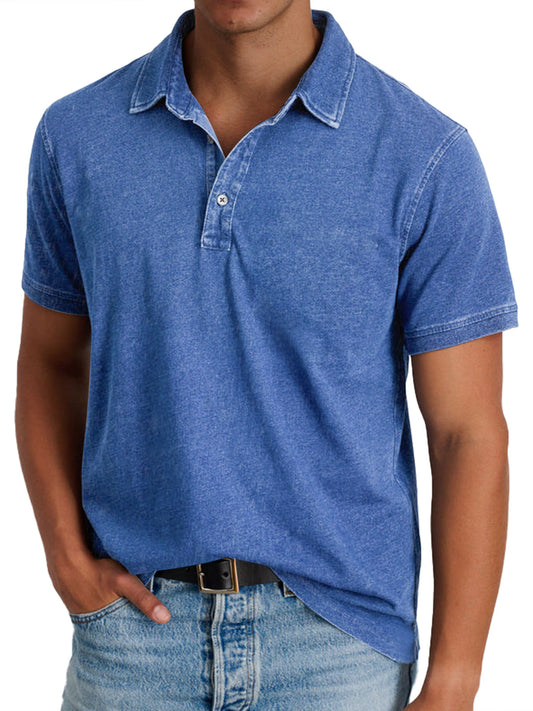 Collared Buttoned Washed Solid Straight Relaxed Shirt