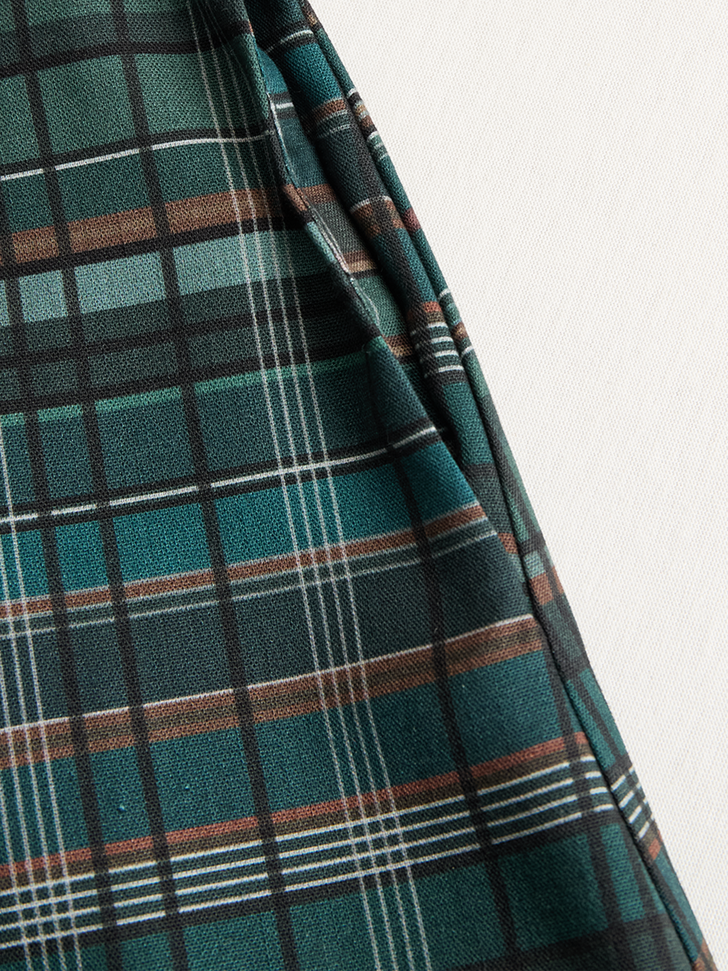 Plaid Collar Button Long Pocket Flared Dress