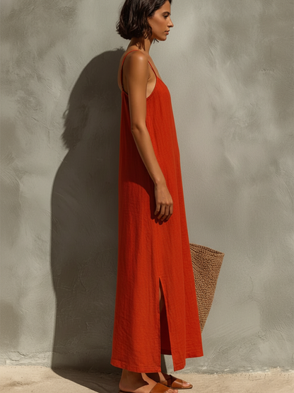 Sleeveless Square Neck Spaghetti Strap Maxi Dress