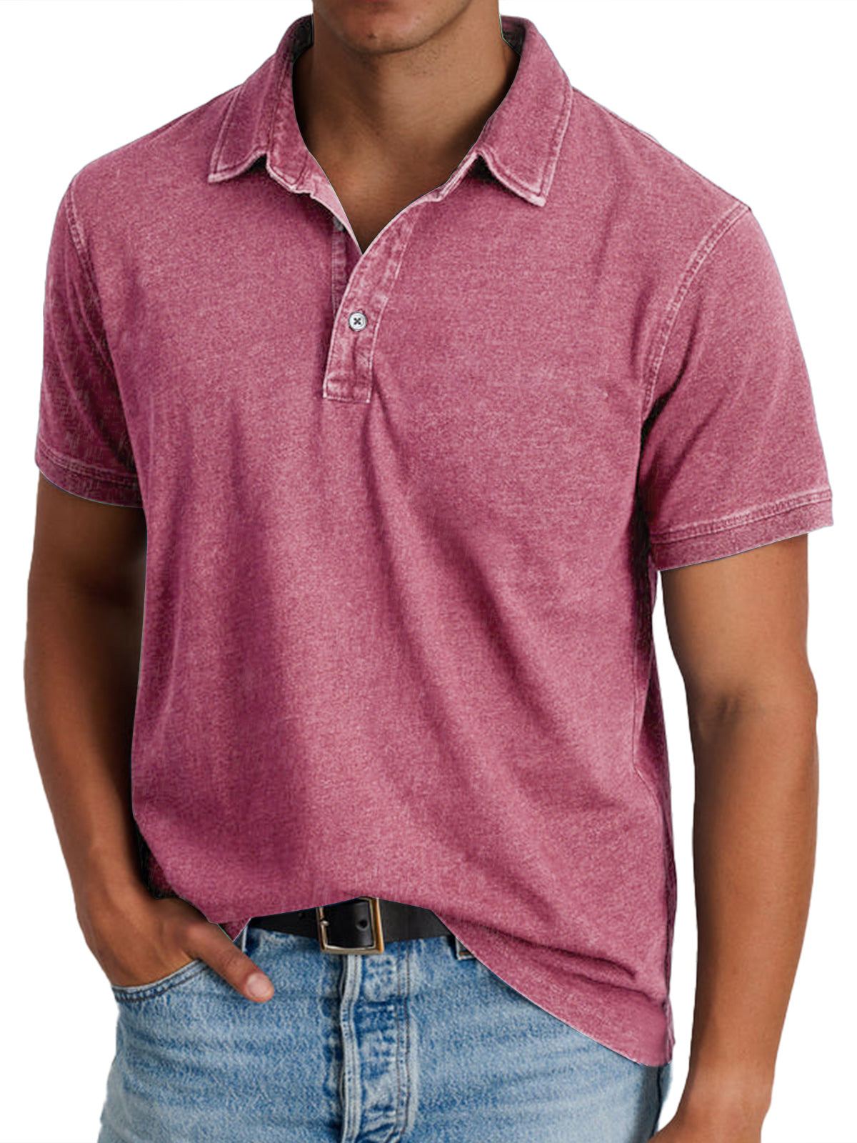 Collared Buttoned Washed Solid Straight Relaxed Shirt