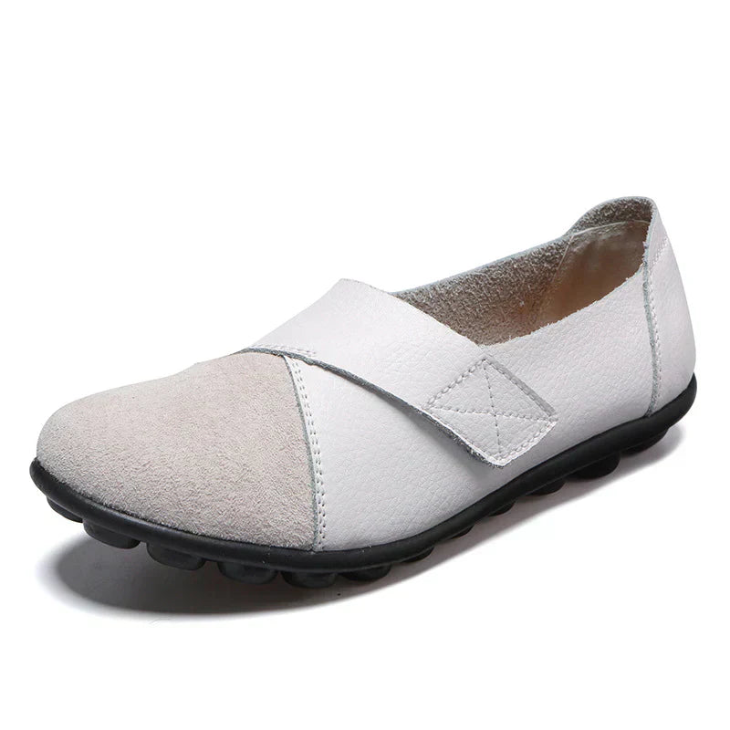 Stitched Paneled Round Toe Flat Slip Shoes