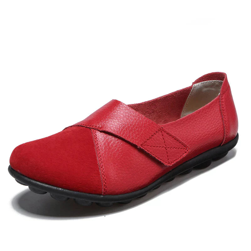 Stitched Paneled Round Toe Flat Slip Shoes