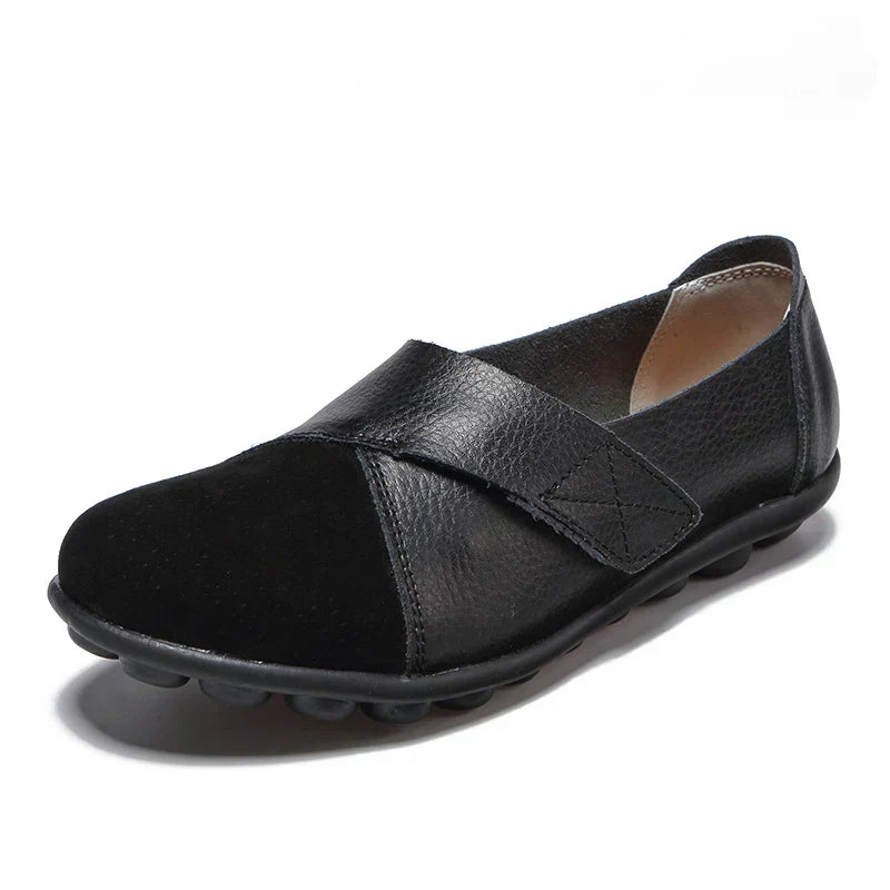 Stitched Paneled Round Toe Flat Slip Shoes