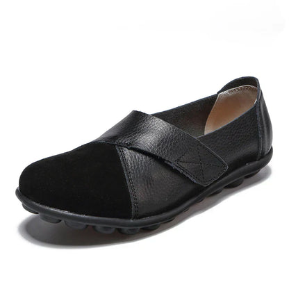 Stitched Paneled Round Toe Flat Slip Shoes
