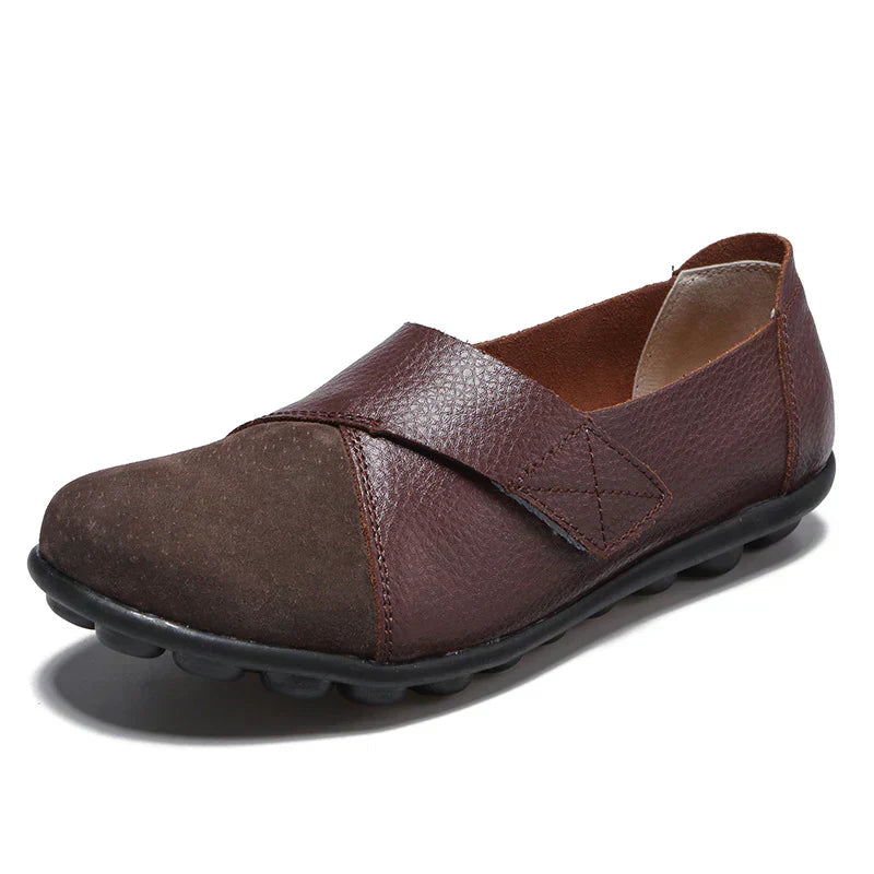 Stitched Paneled Round Toe Flat Slip Shoes