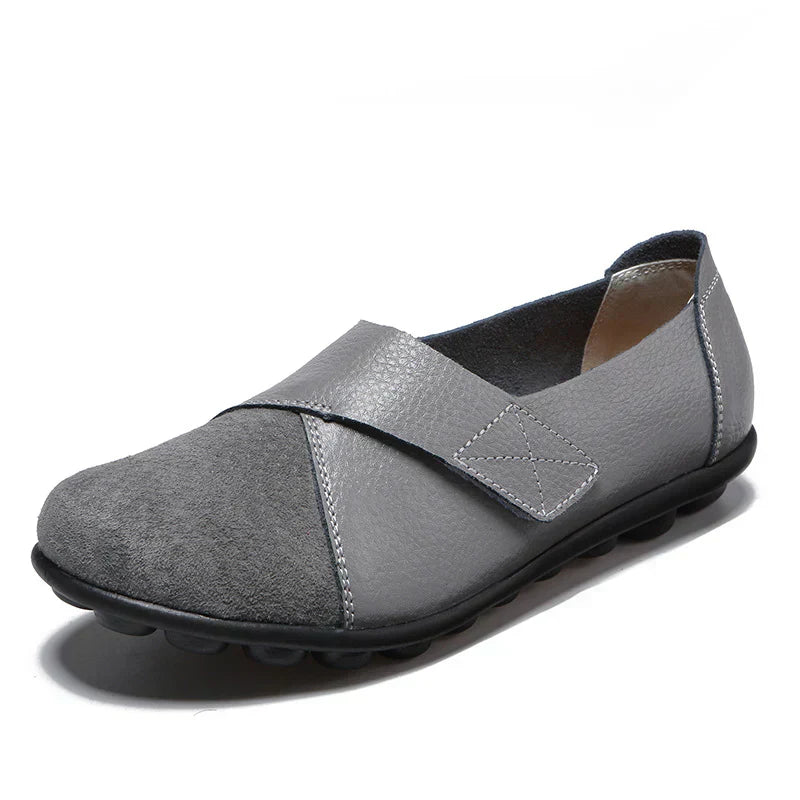 Stitched Paneled Round Toe Flat Slip Shoes