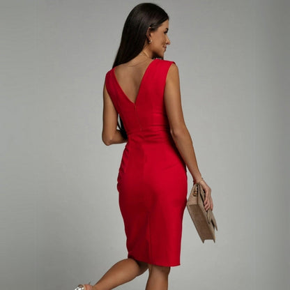 Pleated Sleeveless Midi Dress