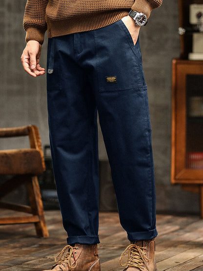 Pocketed Rolled Loose Straight Seamed Trouser