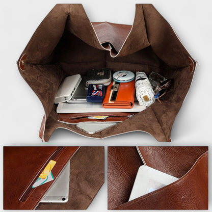 Pocketed Slouchy Oversized Structured Stitched Folded Bag