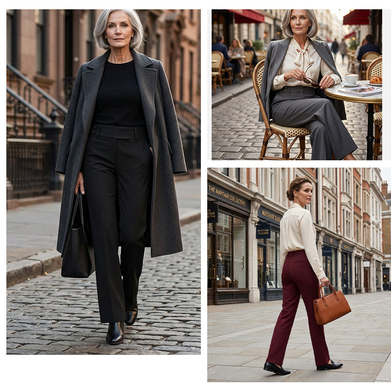 Women's High Waist Tailored Wide Leg Trousers