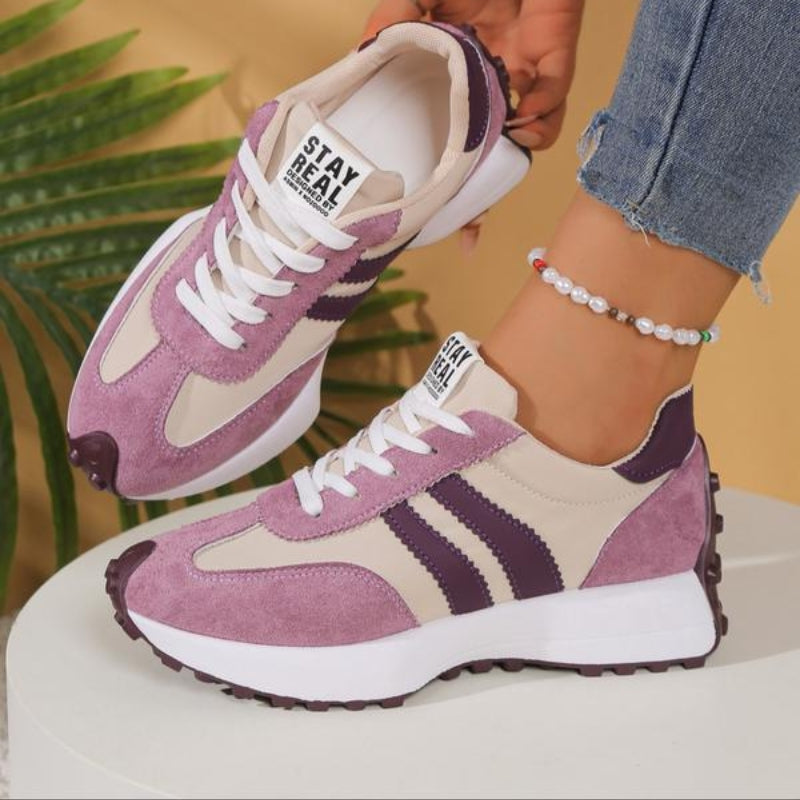 Low Top Textured Paneled Lace Up Sneakers