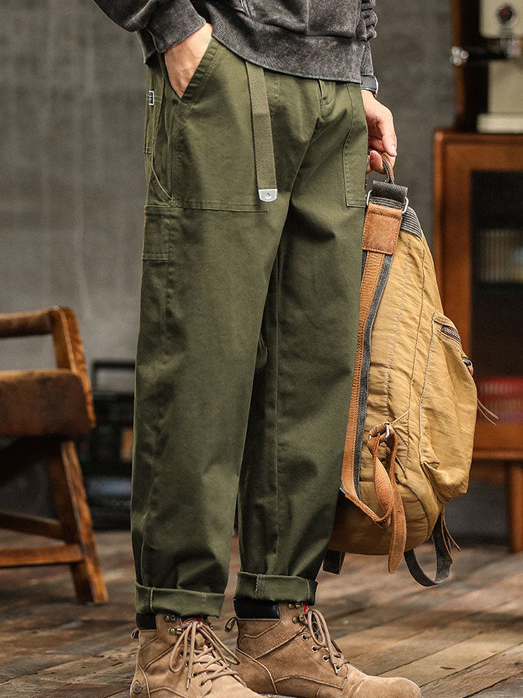 Pocketed Rolled Loose Straight Seamed Trouser