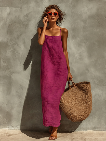 Sleeveless Square Neck Spaghetti Strap Maxi Dress
