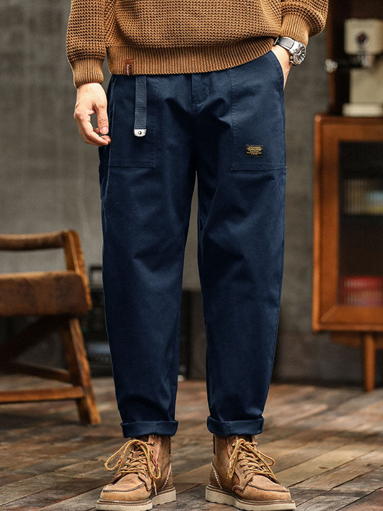 Pocketed Rolled Loose Straight Seamed Trouser