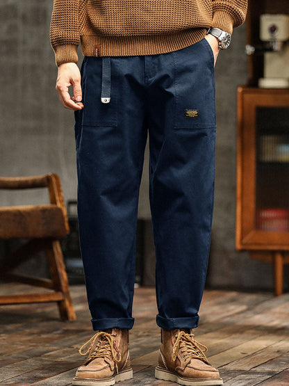 Pocketed Rolled Loose Straight Seamed Trouser