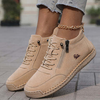 Zip-Up Lace-Up High-Top Orthopedic Sneakers