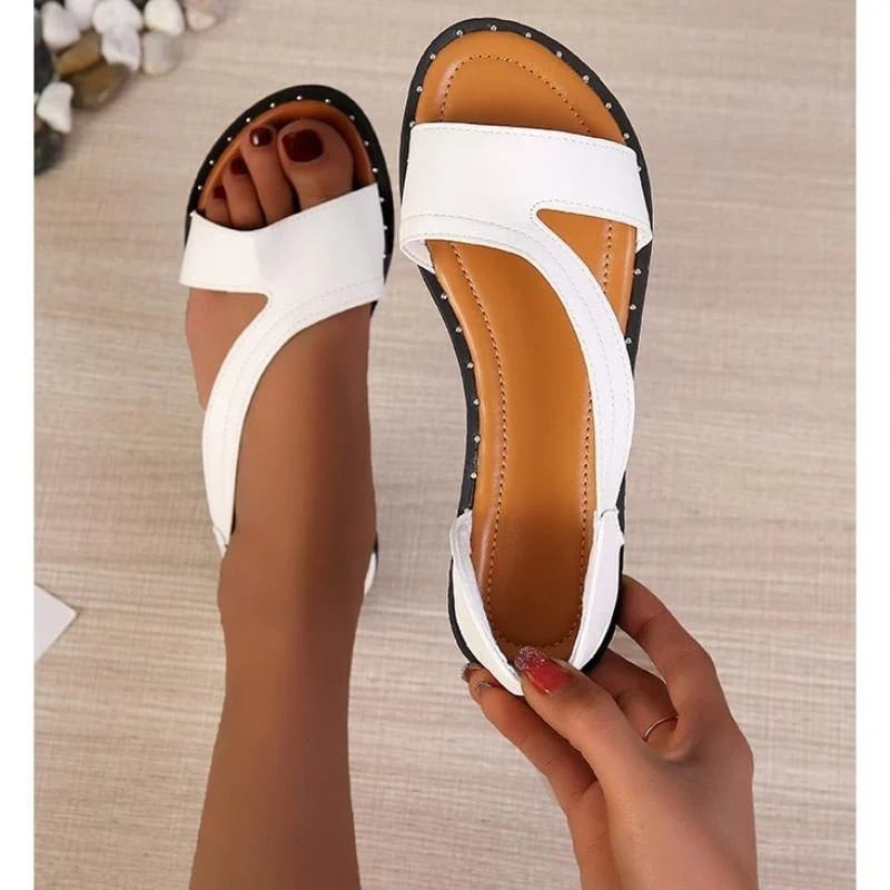 Flat Open Asymmetric Closed Round Wide Sandals