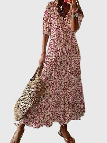 Patterned Short-Sleeve Dress