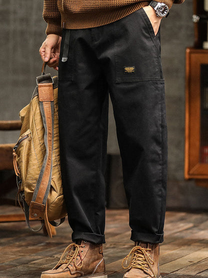 Pocketed Rolled Loose Straight Seamed Trouser
