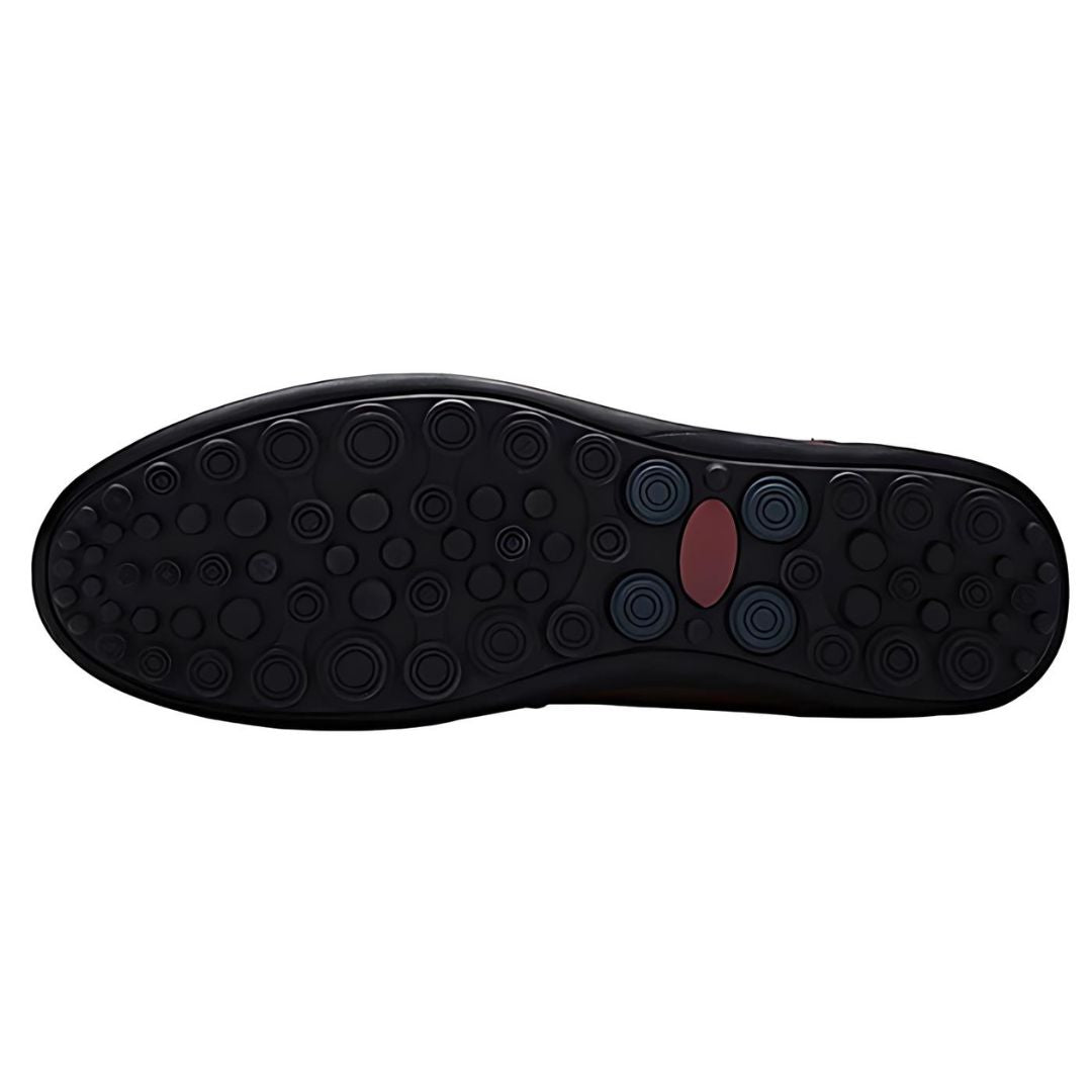Perforated Stitched Paneled Low Flat Slip On Loafer