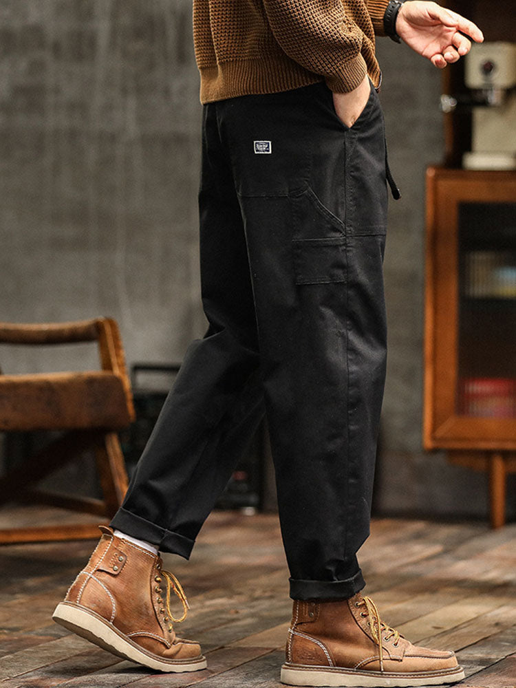 Pocketed Rolled Loose Straight Seamed Trouser