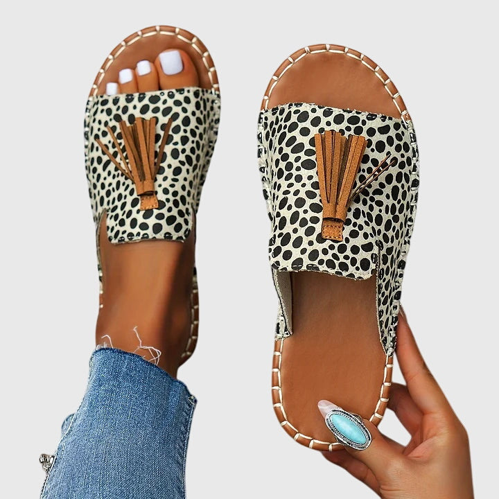 Tassel Open-Toe Flat Sandals