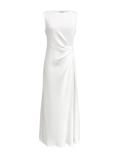 Sleeveless Ruched Waist Round Neck Maxi Dress