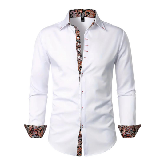 Paisley Trimmed Tapered Collared Buttoned Shirts