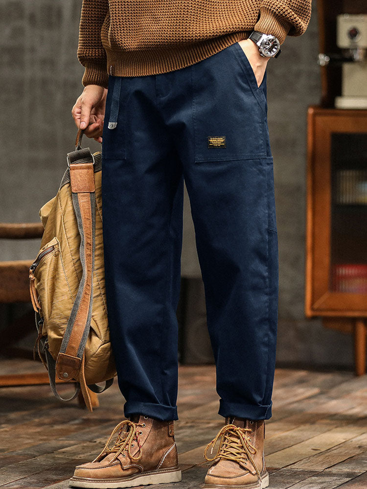 Pocketed Rolled Loose Straight Seamed Trouser