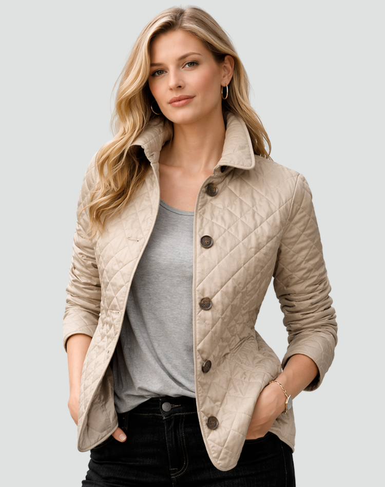 Collared Quilted Regular Fit Jacket For Women