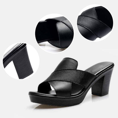 Platform Block Heeled Open Toe Crisscross Sandals