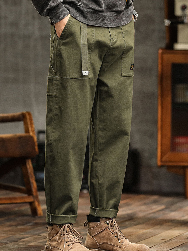 Pocketed Rolled Loose Straight Seamed Trouser