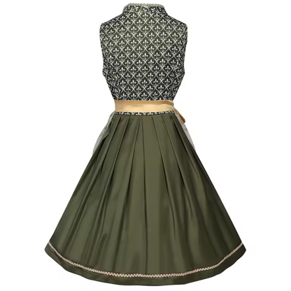 Women's Lace-Up Sweetheart Neckline Floral Embroidered Dirndl Dress