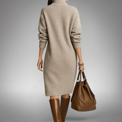 Button Collar Long Sleeve Knit Midi Dress