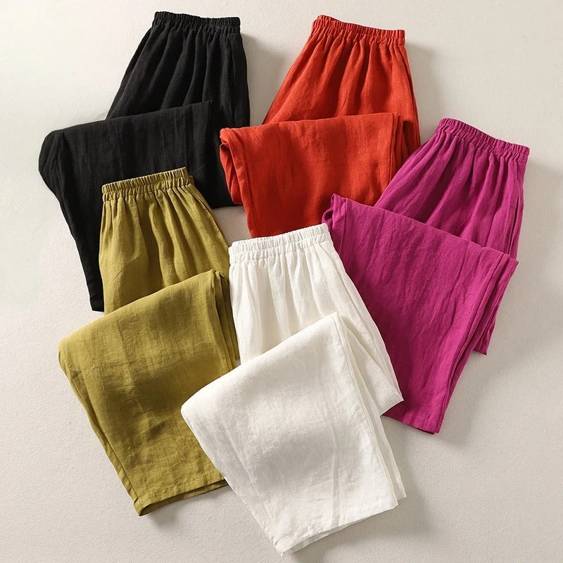 Gathered Loose Wide Solid Full Trouser