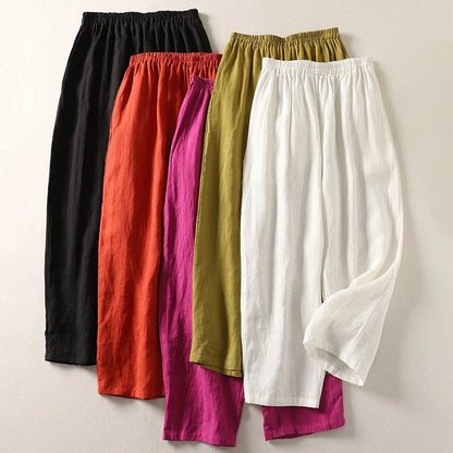 Gathered Loose Wide Solid Full Trouser