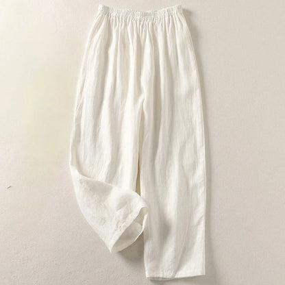 Gathered Loose Wide Solid Full Trouser