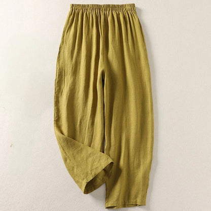 Gathered Loose Wide Solid Full Trouser