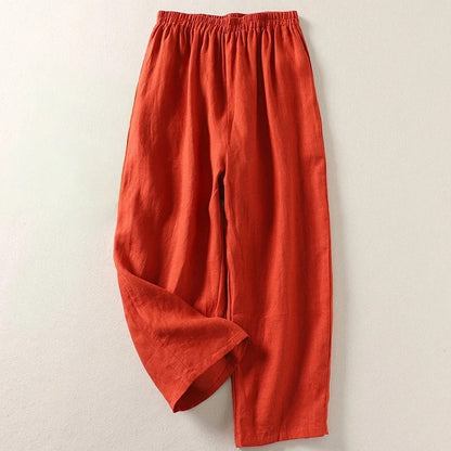Gathered Loose Wide Solid Full Trouser