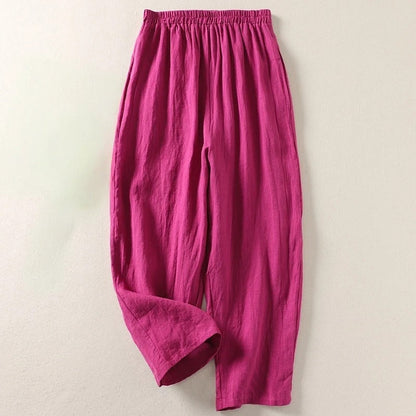 Gathered Loose Wide Solid Full Trouser