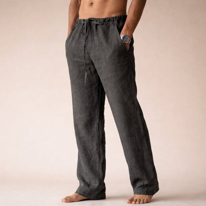 Cinched Gathered Pocketed Relaxed Straight Long Trouser