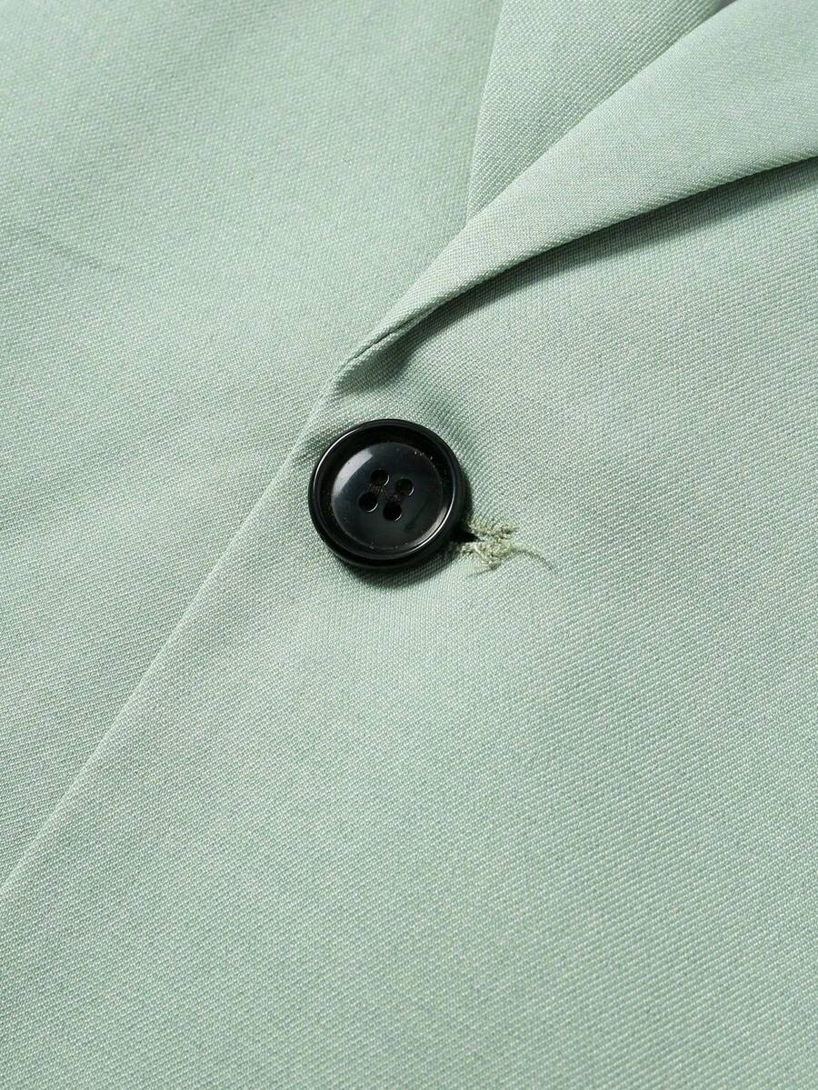 Short Sleeve Lapel Structured Buttoned Pocketed Set