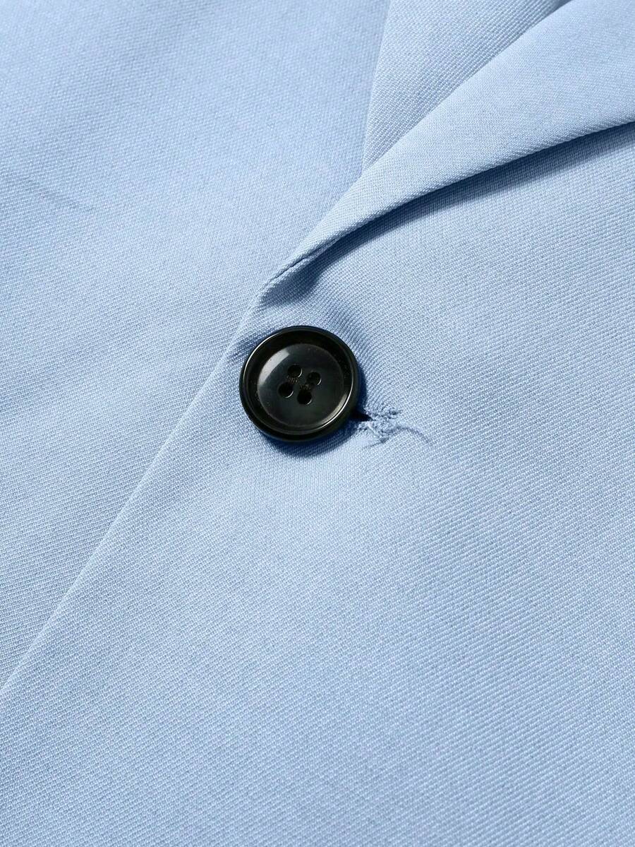 Short Sleeve Lapel Structured Buttoned Pocketed Set