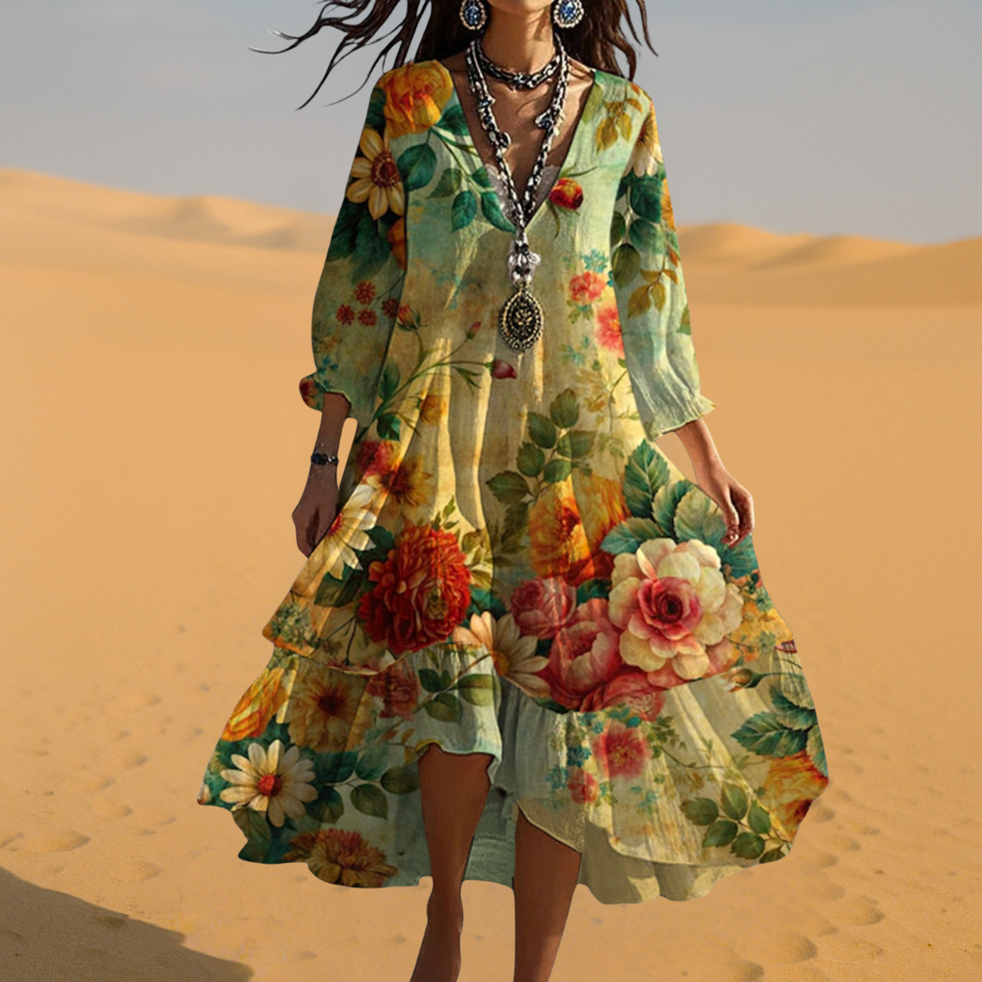 V-Neck Asymmetrical Dress
