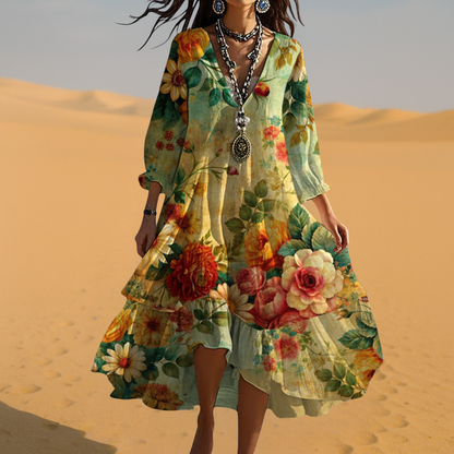 V-Neck Asymmetrical Dress