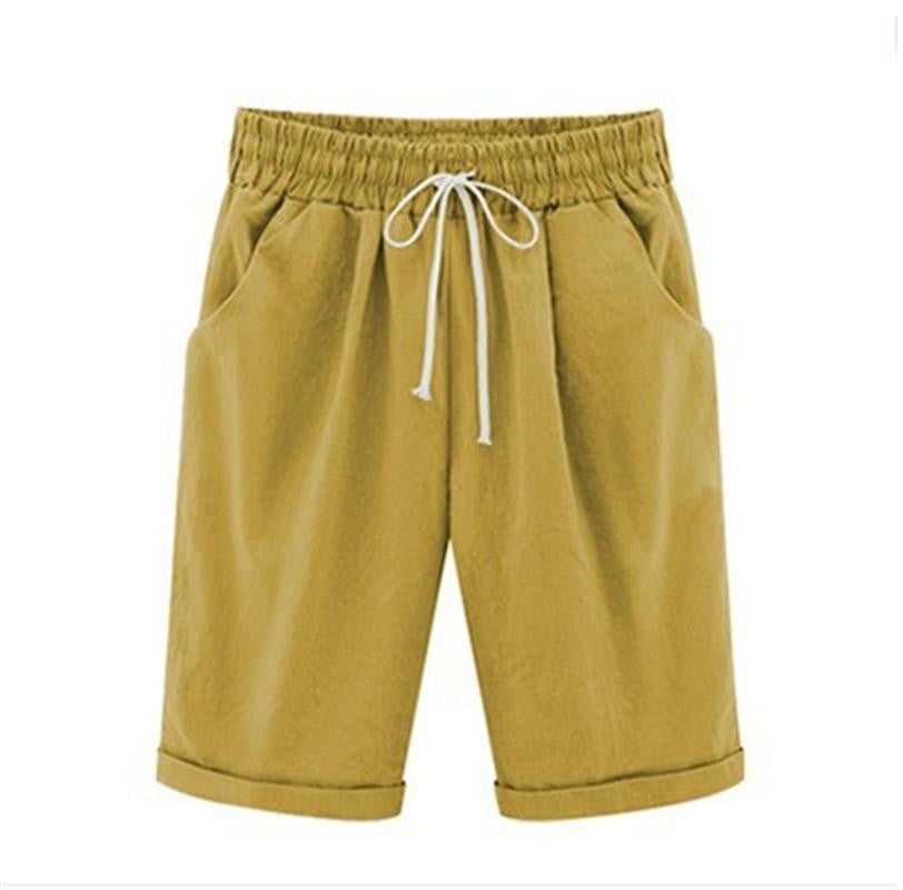 Tied Gathered Loose Pocketed Cuffed Solid Shorts
