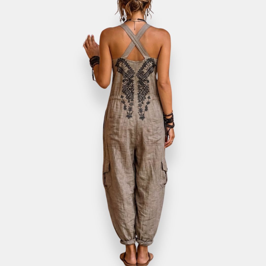 Sleeveless Pocketed Loose Full Jumpsuit