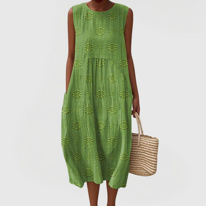 Round Neck Sleeveless Midi Dress