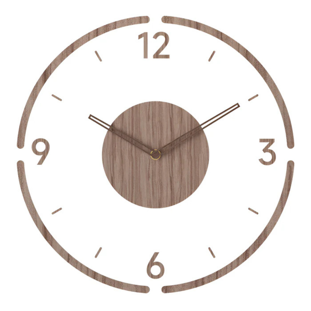 Round Wall Clock with Wood Frame