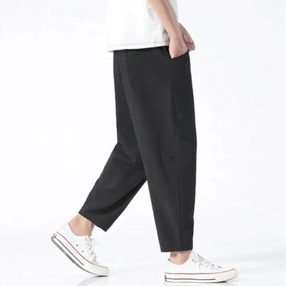 Drawstring Elastic Waist Tapered Cropped Trouser